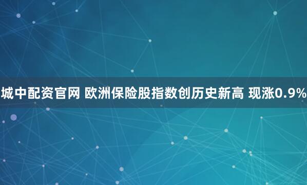 城中配资官网 欧洲保险股指数创历史新高 现涨0.9%
